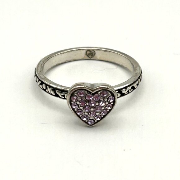 Brighton Ring Swarovski Pink Crystal Heart Size 8.25 Retired - Picture 5 of 7